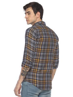 navy blue checkered casual shirt - 16721135 - Standard Image - 3