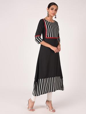 striped asymmetric kurta - 16721184 - Standard Image - 3