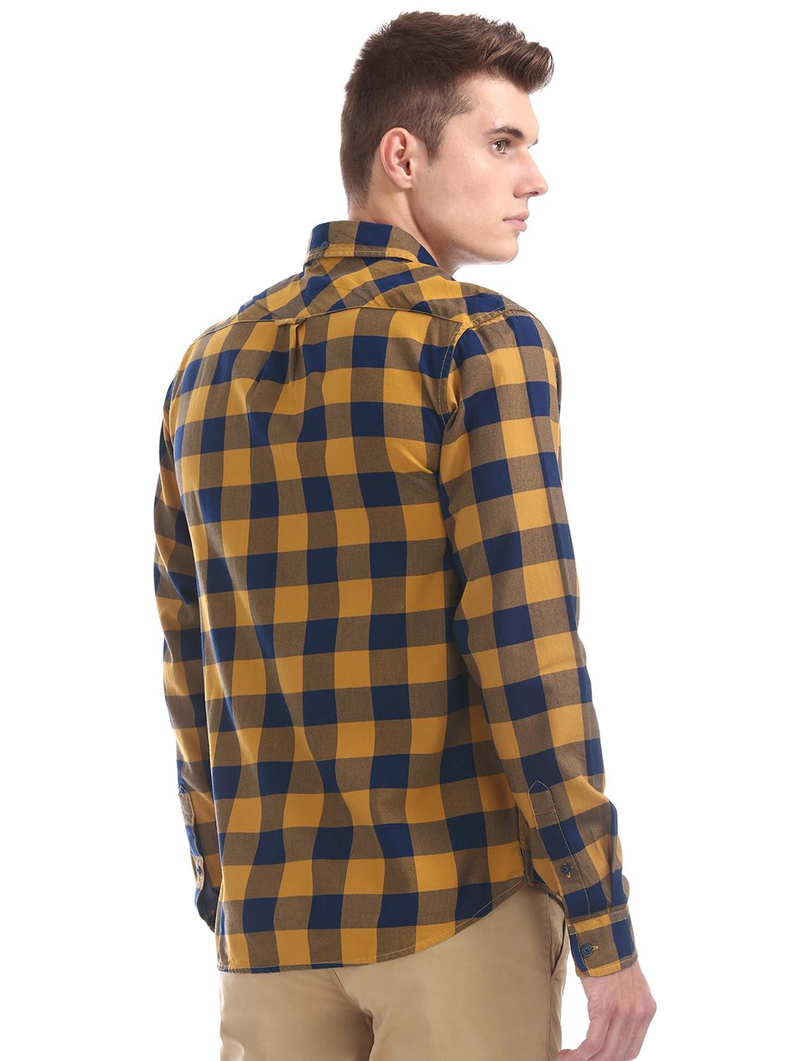 yellow checkered casual shirt - 16721312 - Zoom Image - 3