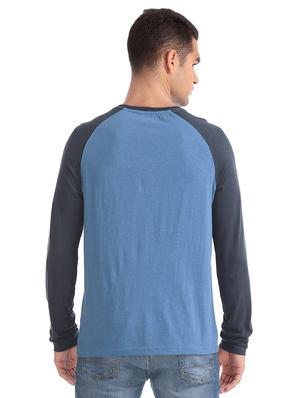 blue color block raglan t-shirt - 16721348 - Standard Image - 3