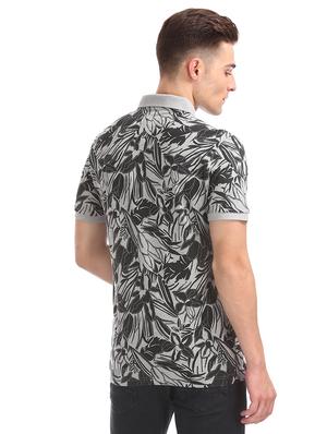 grey floral print polo t-shirt - 16721350 - Standard Image - 3