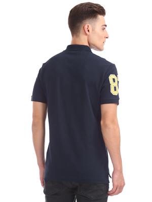 navy blue solid polo t-shirt - 16721455 - Standard Image - 3