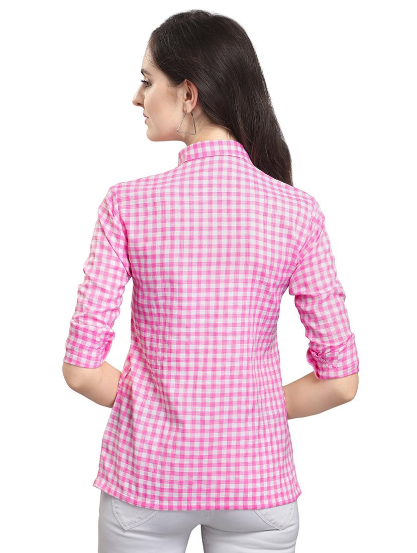 roll up sleeved gingham checkered shirt - 16721689 - Zoom Image - 3