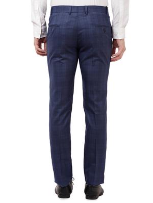 blue checkered flat front formal trouser - 16721732 - Standard Image - 3