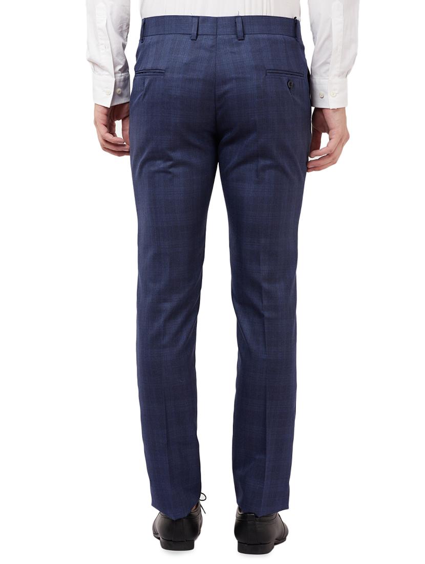 blue checkered flat front formal trouser - 16721732 - Zoom Image - 3