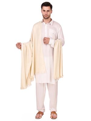 beige wool blend solid shawl - 16722835 - Standard Image - 3