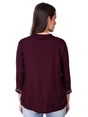 mandarin neck floral embroidered top - 16723058 - Standard Image - 3