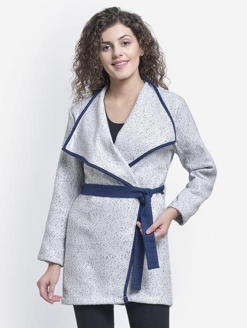 tie front water fall coat - 16724106 - Standard Image - 1