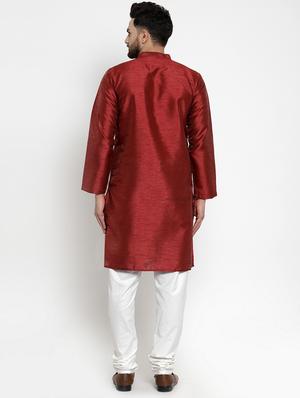 red dupion long kurta - 16724119 - Standard Image - 3
