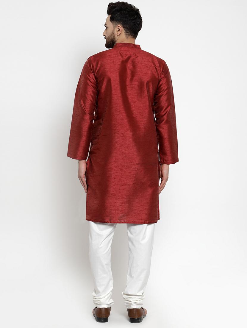 red dupion long kurta - 16724119 - Zoom Image - 3