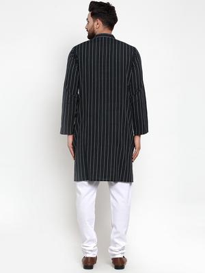 black striped long kurta - 16724125 - Standard Image - 3