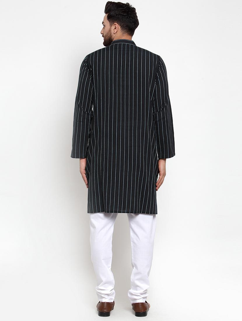 black striped long kurta - 16724125 - Zoom Image - 3