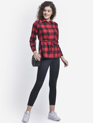 tie front checkered shirt - 16724655 - Standard Image - 3