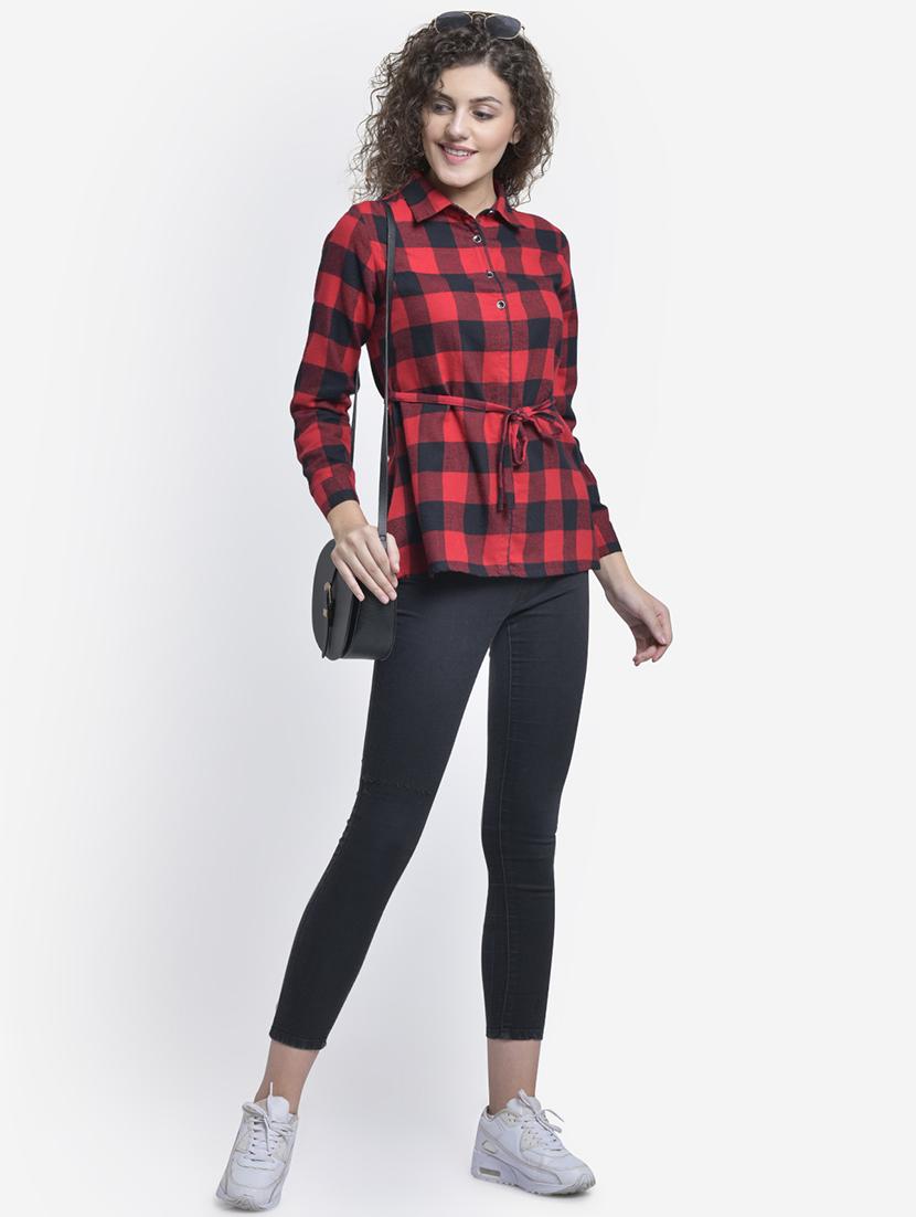 tie front checkered shirt - 16724655 - Zoom Image - 3