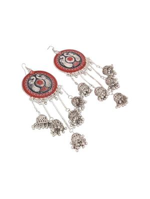 red metal jhumka earring - 16724729 - Standard Image - 3