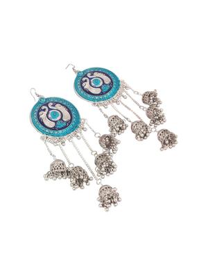 blue metal jhumka earring - 16724730 - Standard Image - 3