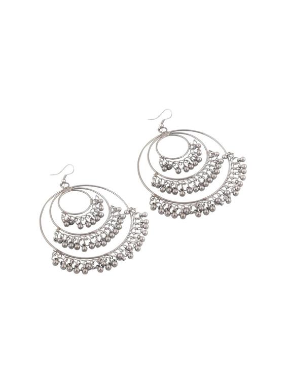 silver metal jhumka earring - 16724741 - Zoom Image - 3