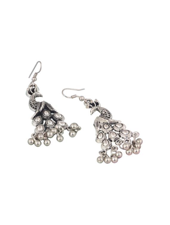 silver metal jhumka earring - 16724742 - Zoom Image - 3