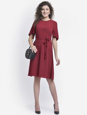 tie front round neck a-line dress - 16724780 - Standard Image - 3