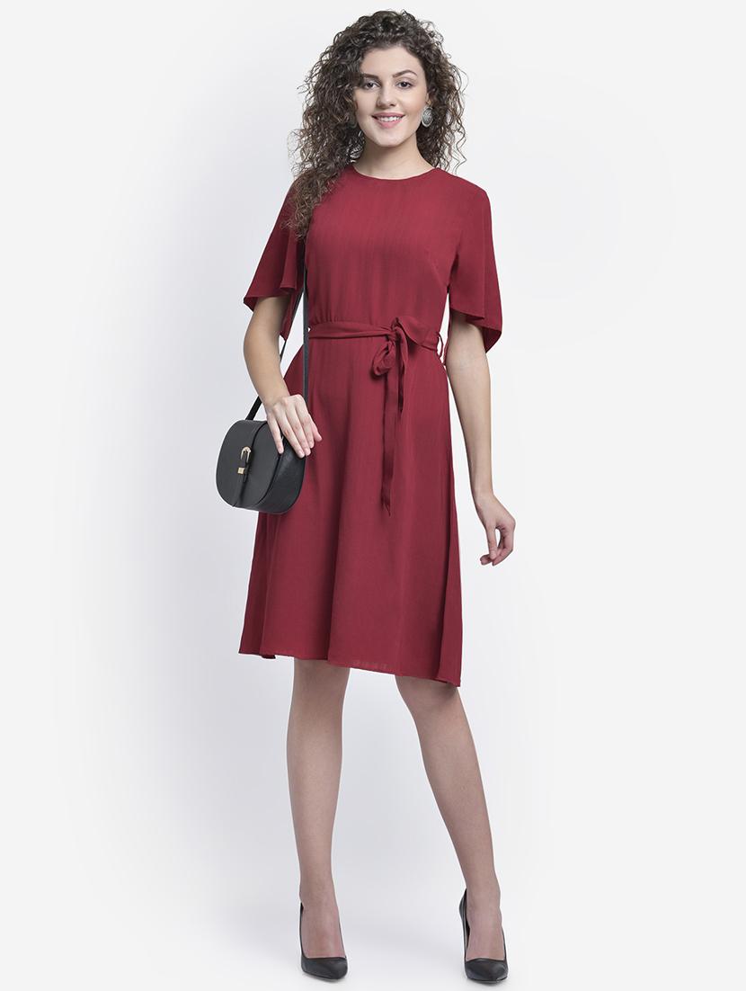 tie front round neck a-line dress - 16724780 - Zoom Image - 3