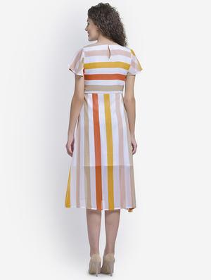 round neck striped a-line dress - 16724783 - Standard Image - 3