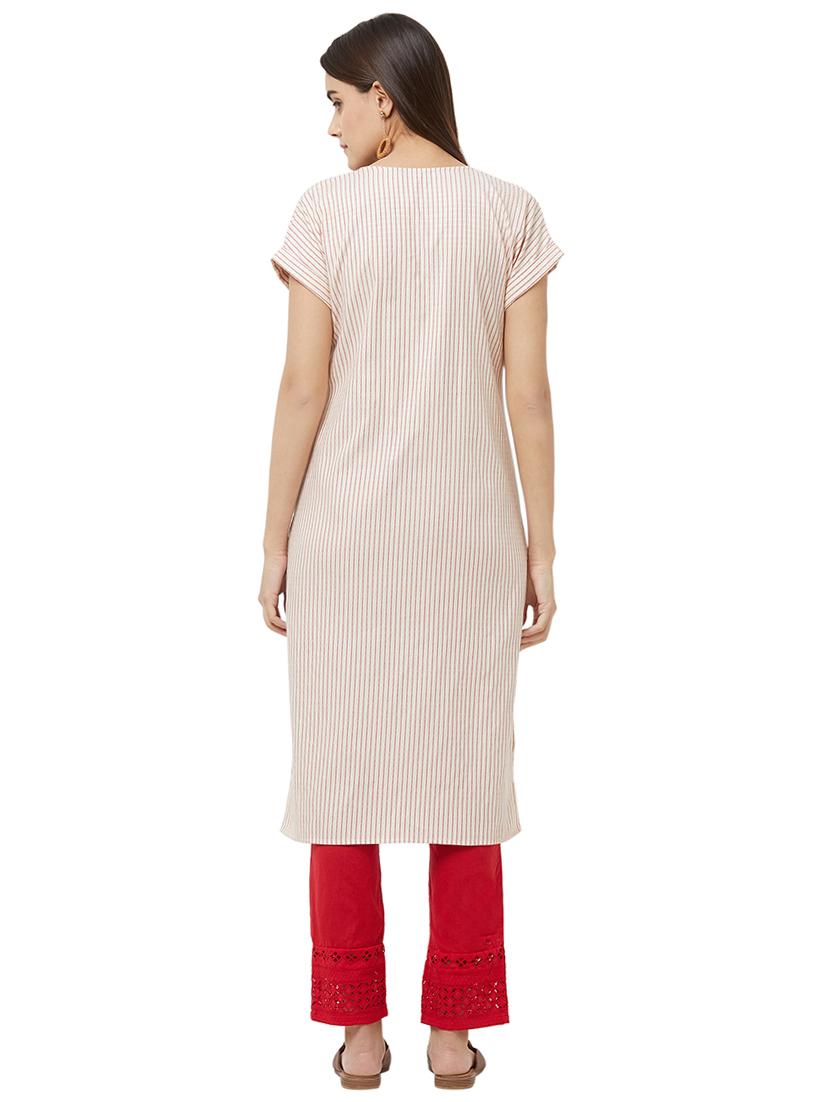 striped straight kurta - 16725204 - Zoom Image - 3