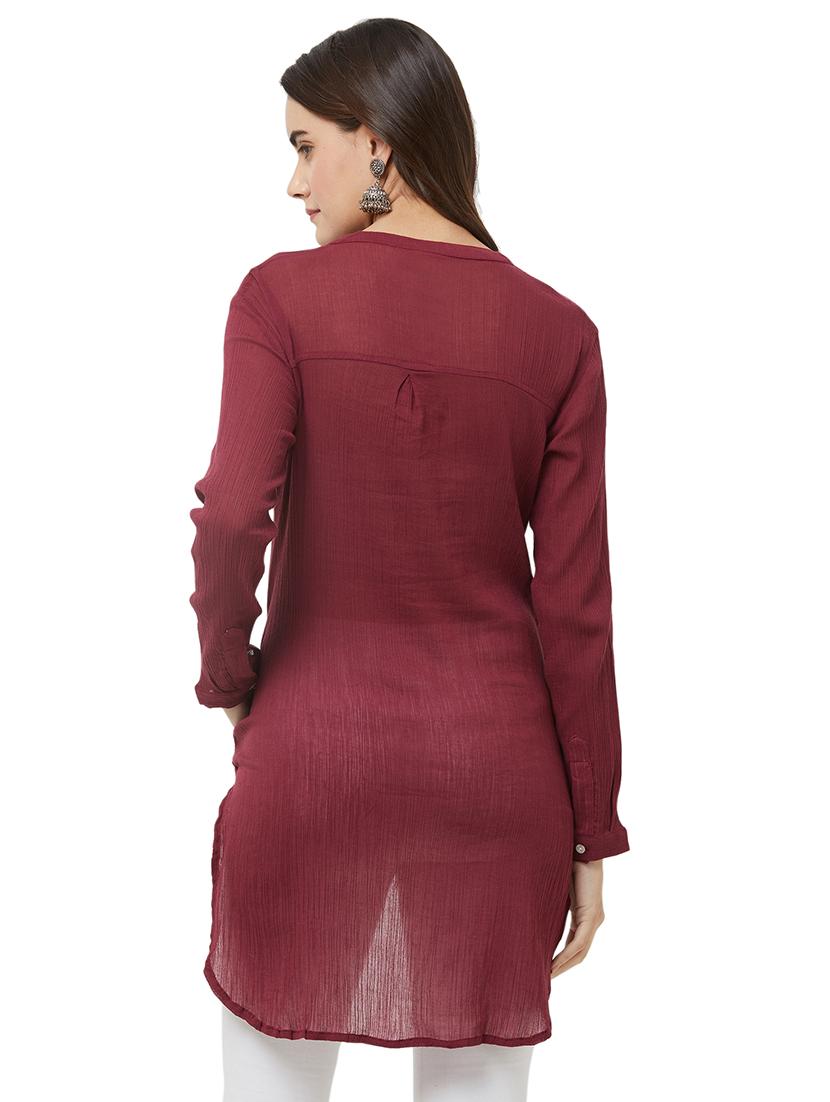 solid high-low kurti - 16725206 - Zoom Image - 3
