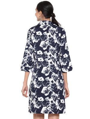 lapel neck floral a-line dress - 16725871 - Standard Image - 3