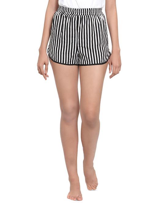 high rise striped shorts - 16725880 - Standard Image - 1