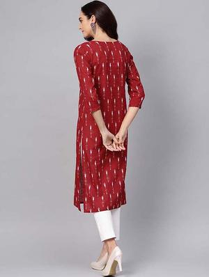 ikat straight kurta - 16725967 - Standard Image - 3