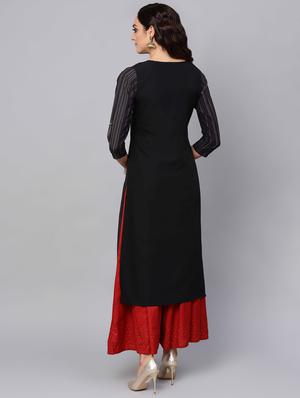 printed straight kurta - 16726000 - Standard Image - 3