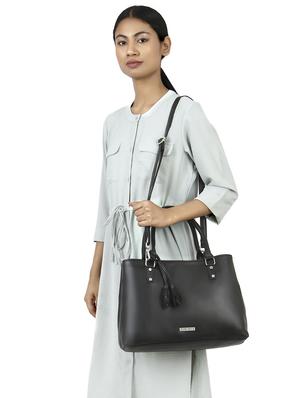 black leatherette regular handbag - 16726150 - Standard Image - 6