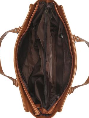 brown leatherette regular handbag - 16726166 - Standard Image - 3