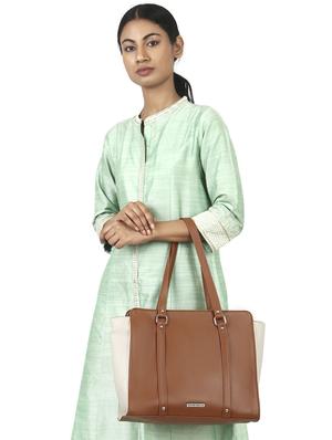 brown leatherette regular handbag - 16726166 - Standard Image - 6