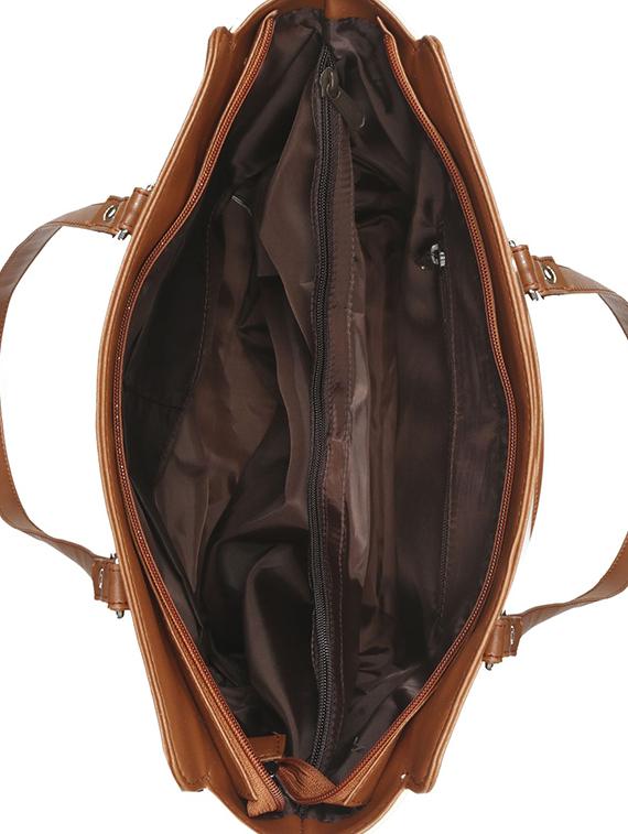 brown leatherette regular handbag - 16726166 - Zoom Image - 3