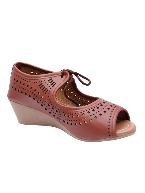 brown lace-up wedges - 16726442 - Standard Image - 1