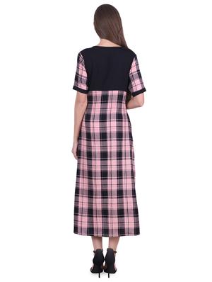 round neck checkered a-line dress - 16726886 - Standard Image - 3