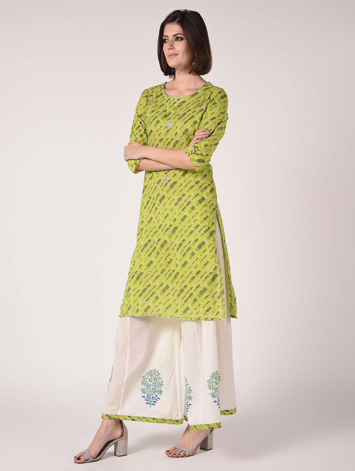 printed kurta palazzo set - 16728280 - Zoom Image - 3