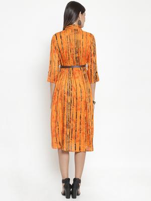 shirt collar striped belted dress - 16728388 - Standard Image - 3