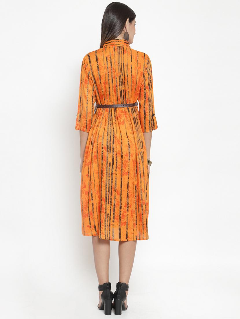 shirt collar striped belted dress - 16728388 - Zoom Image - 3