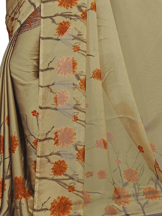 floral printed saree with blouse - 16728432 - Zoom Image - 3