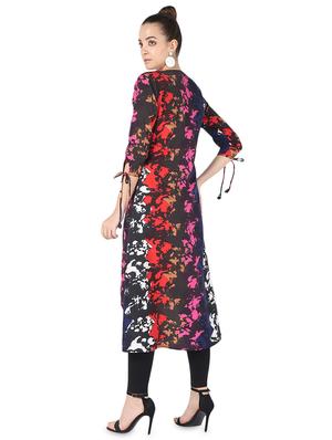 abstract printed contrast high-low kurta - 16728768 - Standard Image - 3