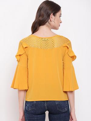 bell sleeved mesh panel top - 16730484 - Standard Image - 3