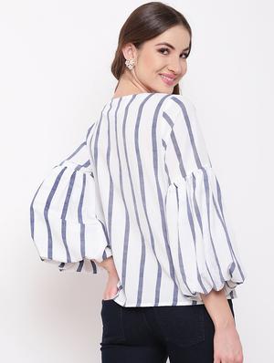 bishop sleeved striped top - 16730486 - Standard Image - 3