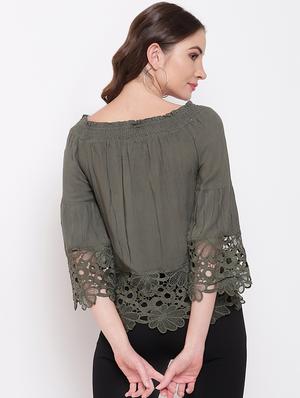 off shoulder lace detail top - 16730514 - Standard Image - 3