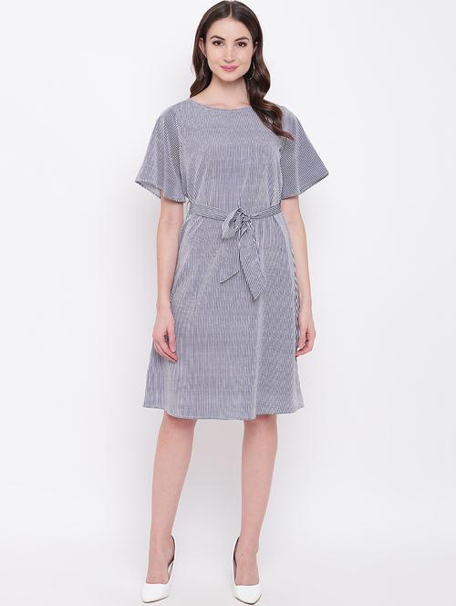 tie front striped a-line dress - 16730574 - Standard Image - 1