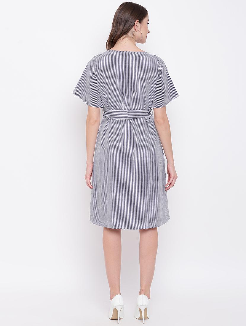 tie front striped a-line dress - 16730574 - Zoom Image - 3