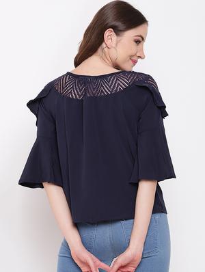 bell sleeved mesh panel top - 16730601 - Standard Image - 3