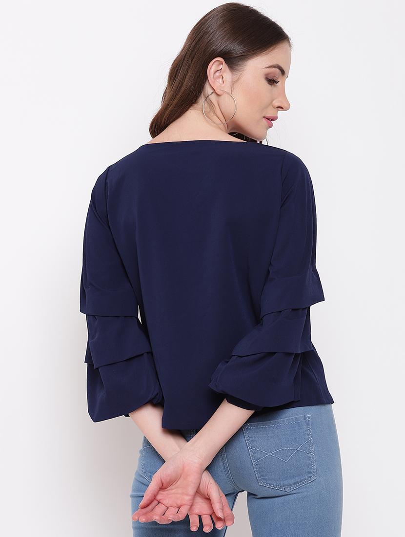 pearl embellished bell sleeved top - 16730604 - Zoom Image - 3