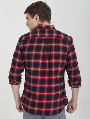 navy blue checkered casual shirt - 16731099 - Standard Image - 3